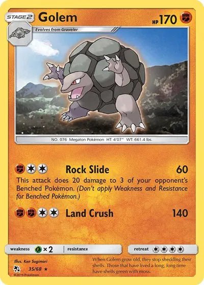 Golem (Reverse Holofoil) Hidden Fates Rare 35/68 by PokeSource on MYNTED