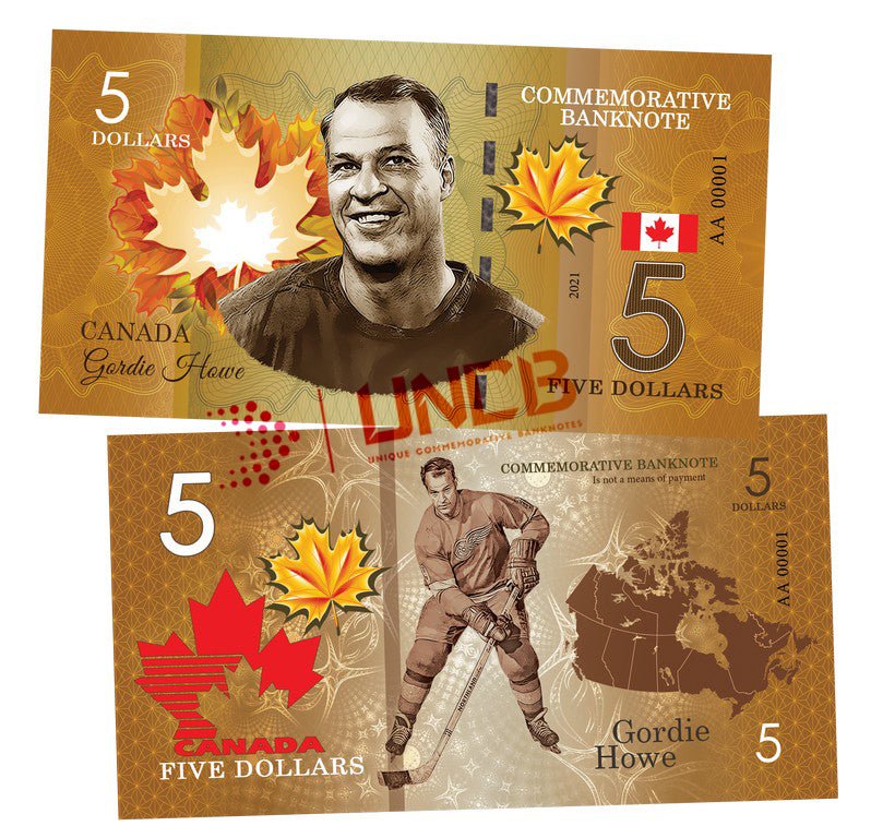 GORDIE HOWE 5 Dollars UNCB banknote by UNCB on MYNTED