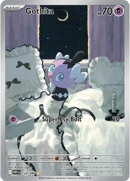 Gothita White Flare Illustration Rare 124/086 by PokeGrails on MYNTED