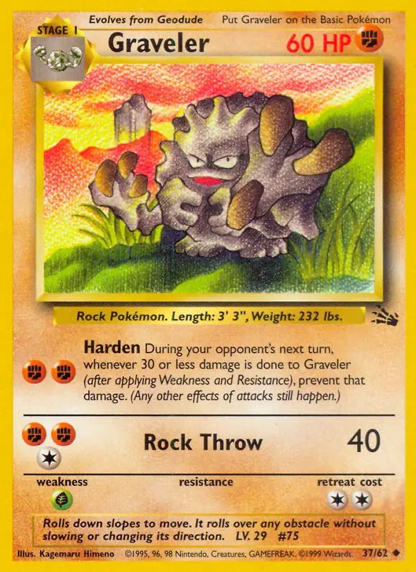 Graveler Fossil Uncommon • 37 Unlimited by Marnie’s TCG on MYNTED