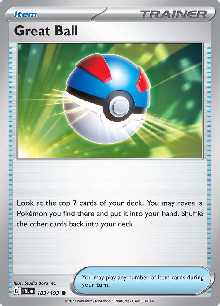 Great Ball 183/193 Normal Trainer Item · Paldea Evolved (PAL) by PokeMarsi on MYNTED