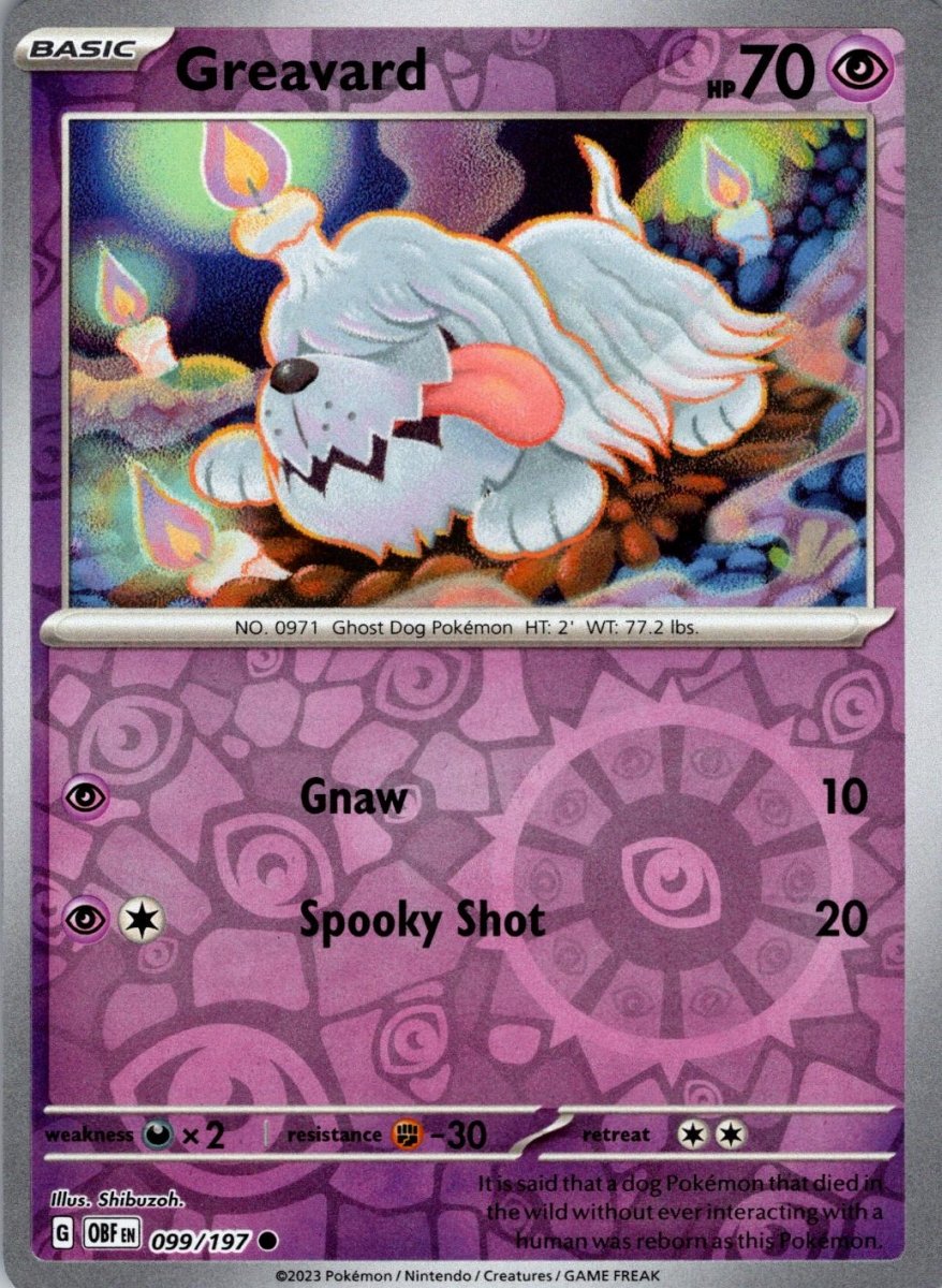 Greavard [Reverse Holo] 99 Pokemon Obsidian Flames by Moe‘s Vault on MYNTED