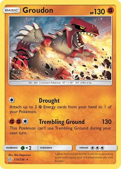 Groudon (Reverse Holofoil) Cosmic Eclipse Rare 113/236 by PokeSource on MYNTED