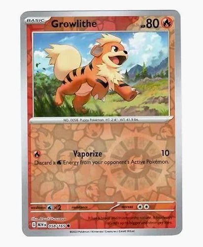 Growlithe 058/165 - Reverse Holo (Pokemon 151) by The Cardboard Grind on MYNTED