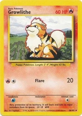Growlithe Base Set (Unlimited) Uncommon • 28 Normal by Marnie’s TCG on MYNTED