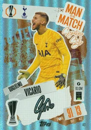Guglielmo Vicario Man of the Match Signature by Cards Corner on MYNTED