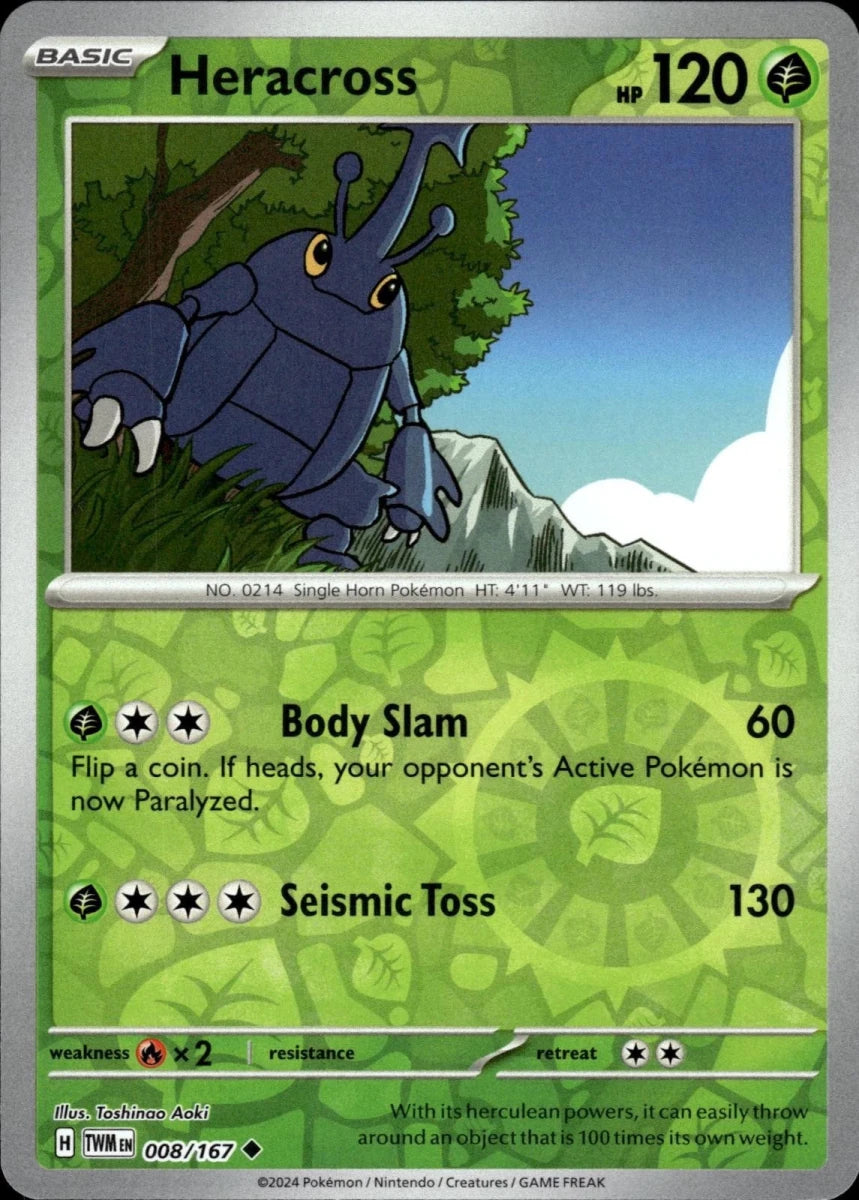 Heracross [Reverse Holo] 8 Pokemon Twilight Masquerade by Moe‘s Vault on MYNTED