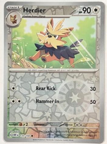 Herdier [Reverse Holo] 171 Pokemon Obsidian Flames by Moe‘s Vault on MYNTED