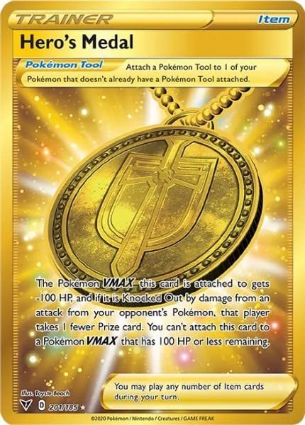 Hero's Medal - 201/185 - Pokemon Vivid Voltage Sword Shield Secret Rare Card NM by Falconloot on MYNTED