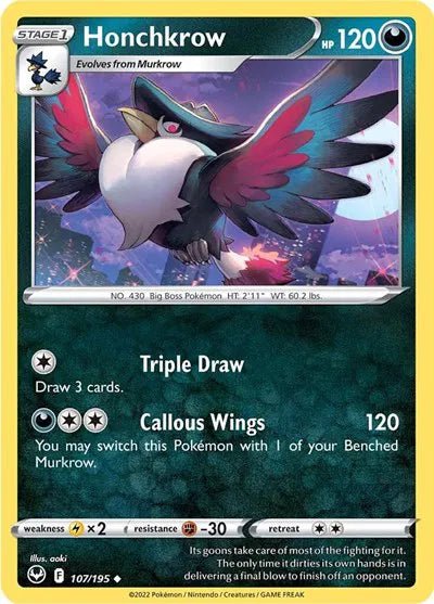 Honchkrow 107/195 · Reverse Holofoil (Silver Tempest) by ISB Collector on MYNTED
