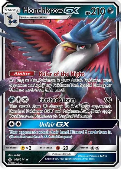 Honchkrow GX 109 (Unbroken Bonds) by Devastation Collectibles on MYNTED