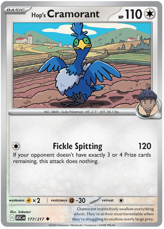 Hop's Cramorant 177/217 Uncommon | Mega Evolution – Ascended Heroes by Worth the XP on MYNTED