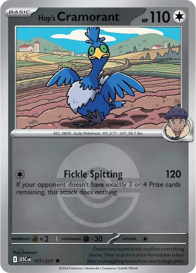 Hop's Cramorant (Poke Ball) Ascended Heroes Uncommon • 177/217 Reverse Holofoil by Shark Pop Culture on MYNTED