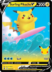 25th anniversary celebrations surfing pikachu v 008/025