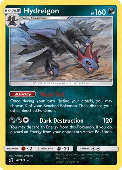 Hydreigon (Reverse Holofoil) Crimson Invasion Rare 62/111 by PokeSource on MYNTED