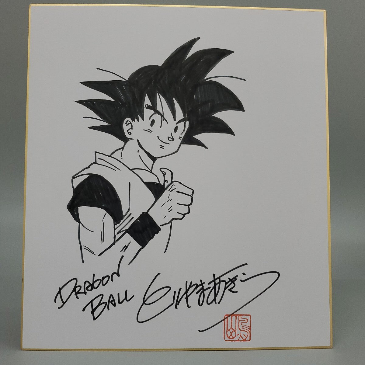 Akira Toriyama Dragon Ball Son Goku Signed Shikishi - Monochrome Art Board