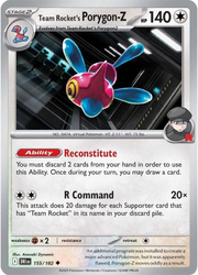 Team Rocket's Porygon-Z #155 Rev Holo - Destined Rivals