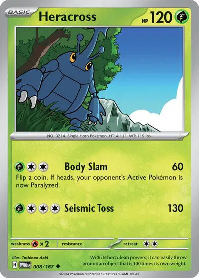 008/167 Heracross -  Reverse Holo - Twilight Masquerade