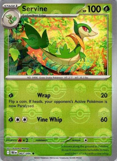 Servine 002/086 BLK Poke Ball Pattern