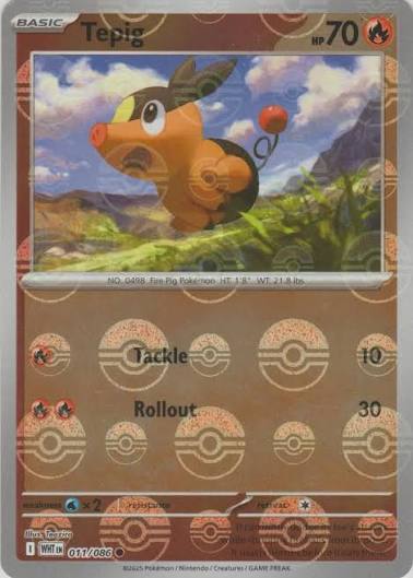 Tepig 011/086 WHT Poke Ball Pattern