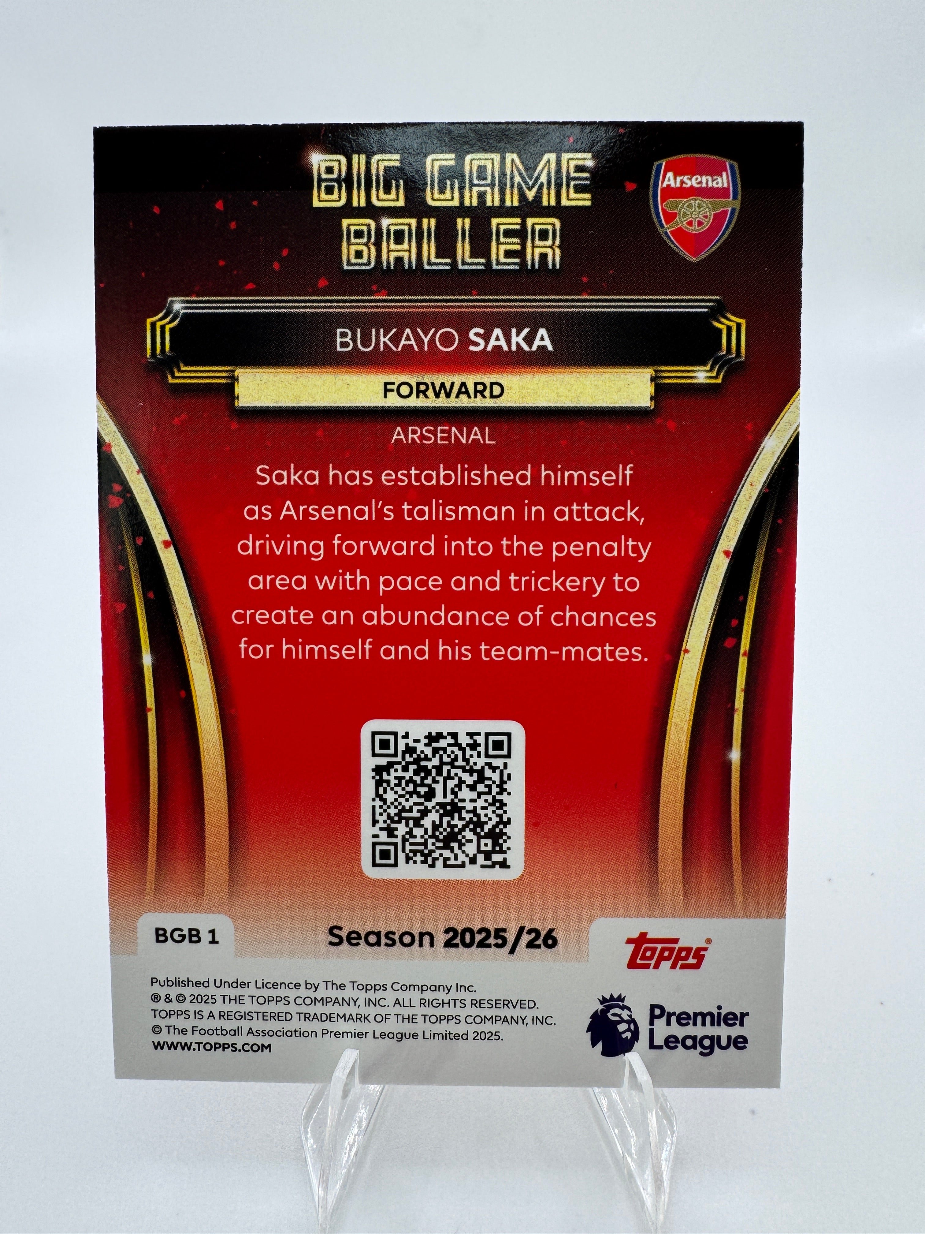 Saka - Big Game Baller - Arsenal - Topps Premier League