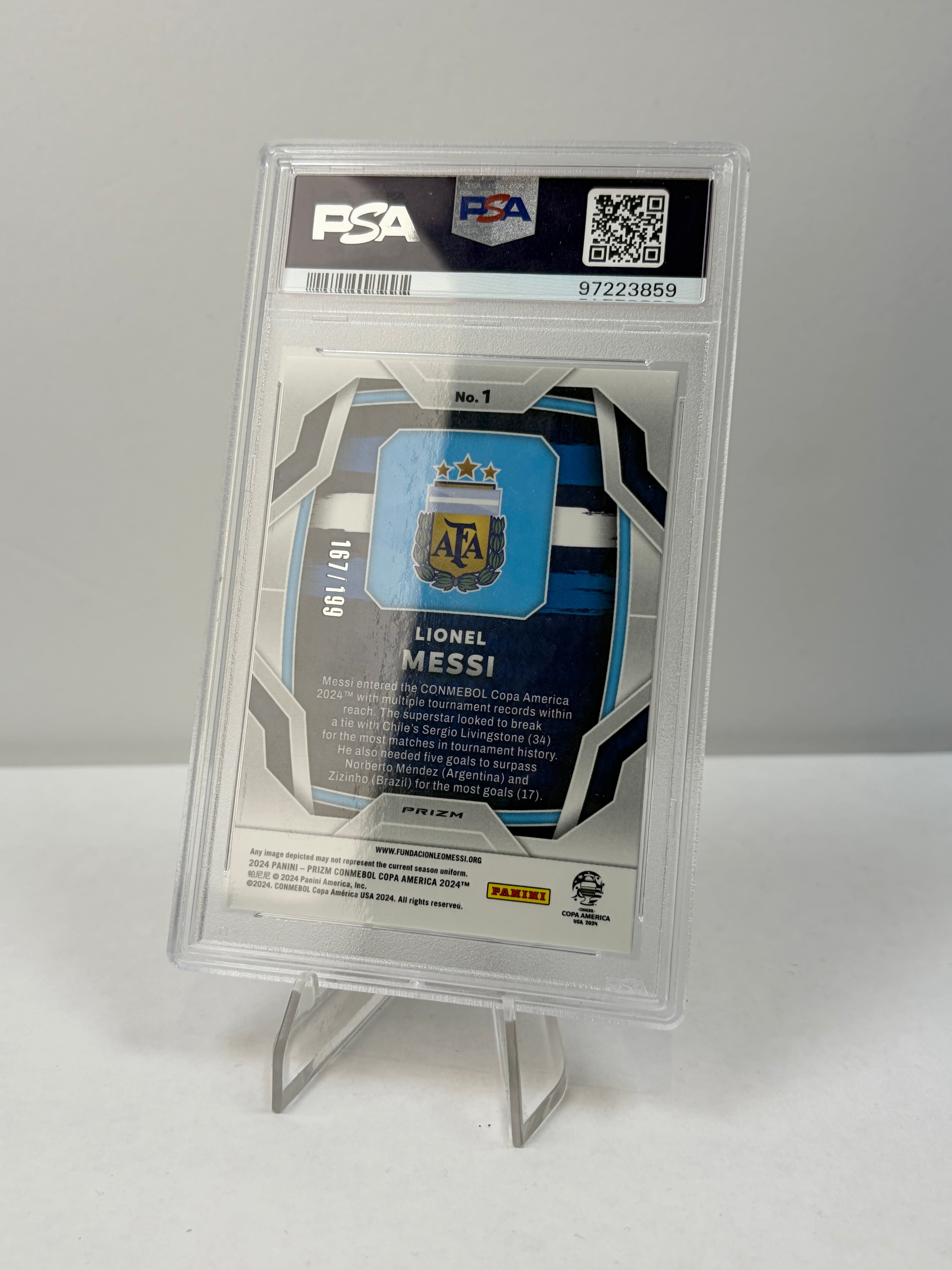 2024 Panini Prizm Copa America Lionel Messi #1 Red Prizm /199 PSA 10 GEM MINT Argentina