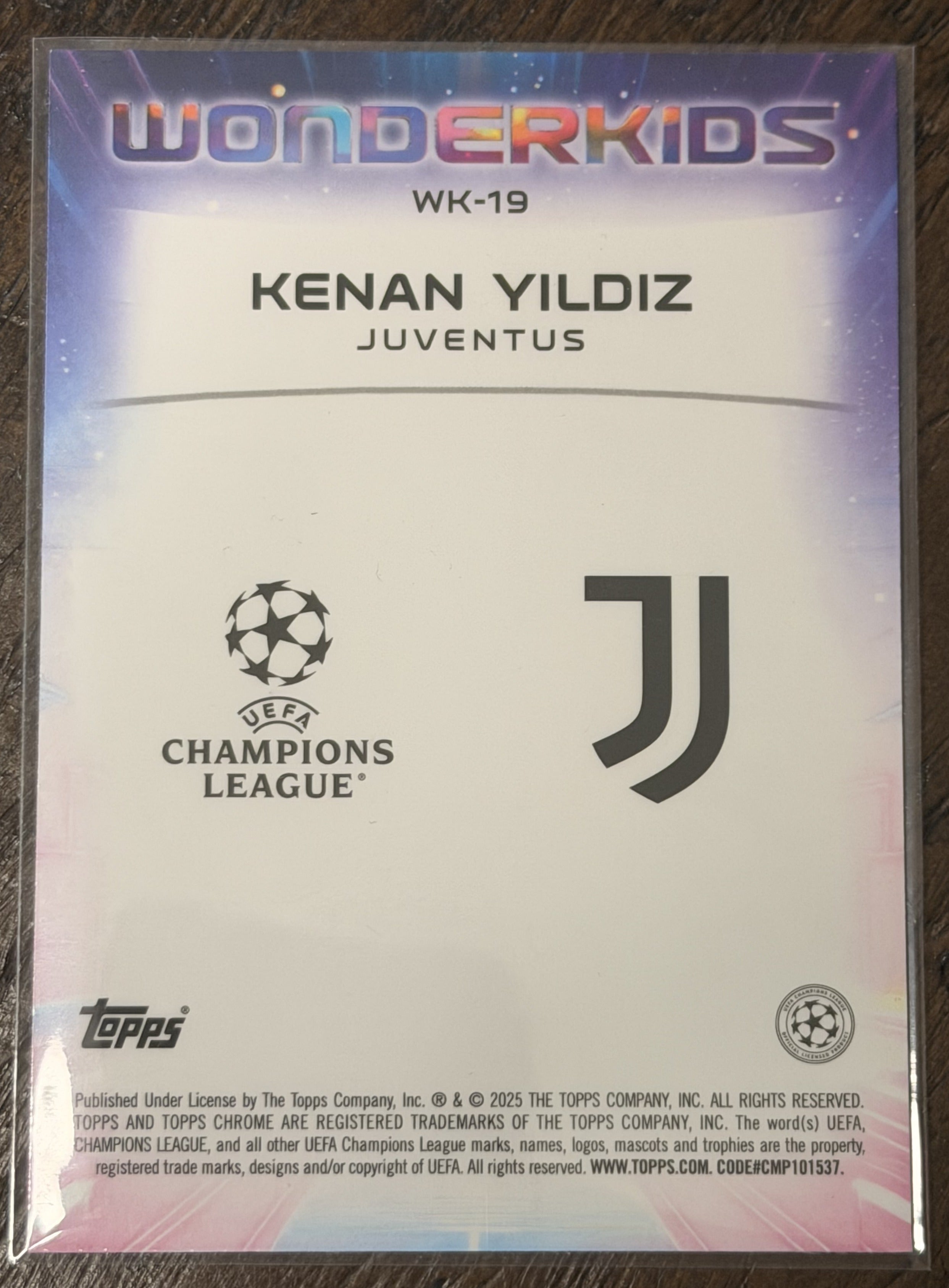 2024-25 Topps Chrome UEFA Club Competitions Kenan Yildiz Wonderkids #WK-19 — Juventus