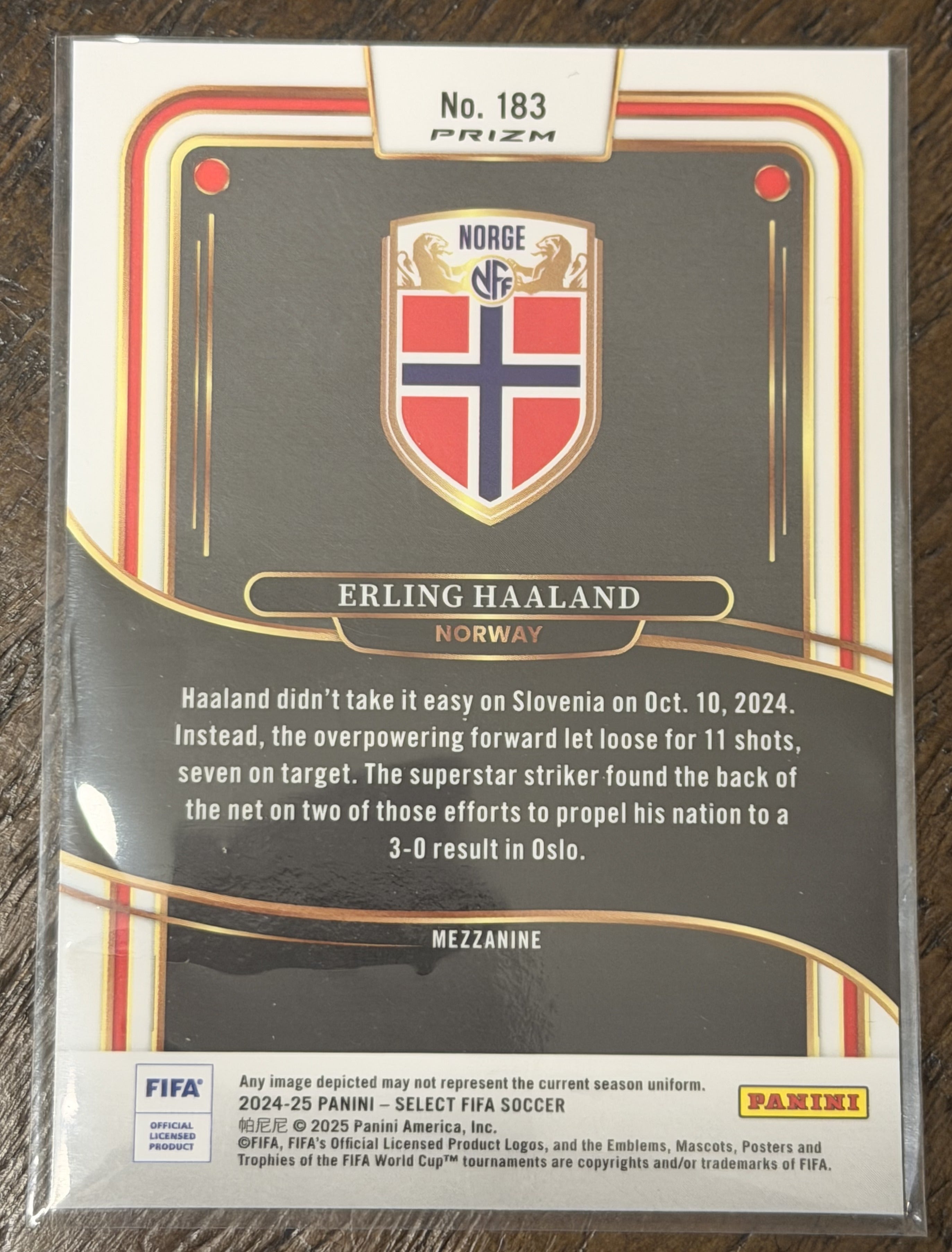 2024-25 Panini Select FIFA Erling Haaland #183 Prizm — Norway (Mezzanine)