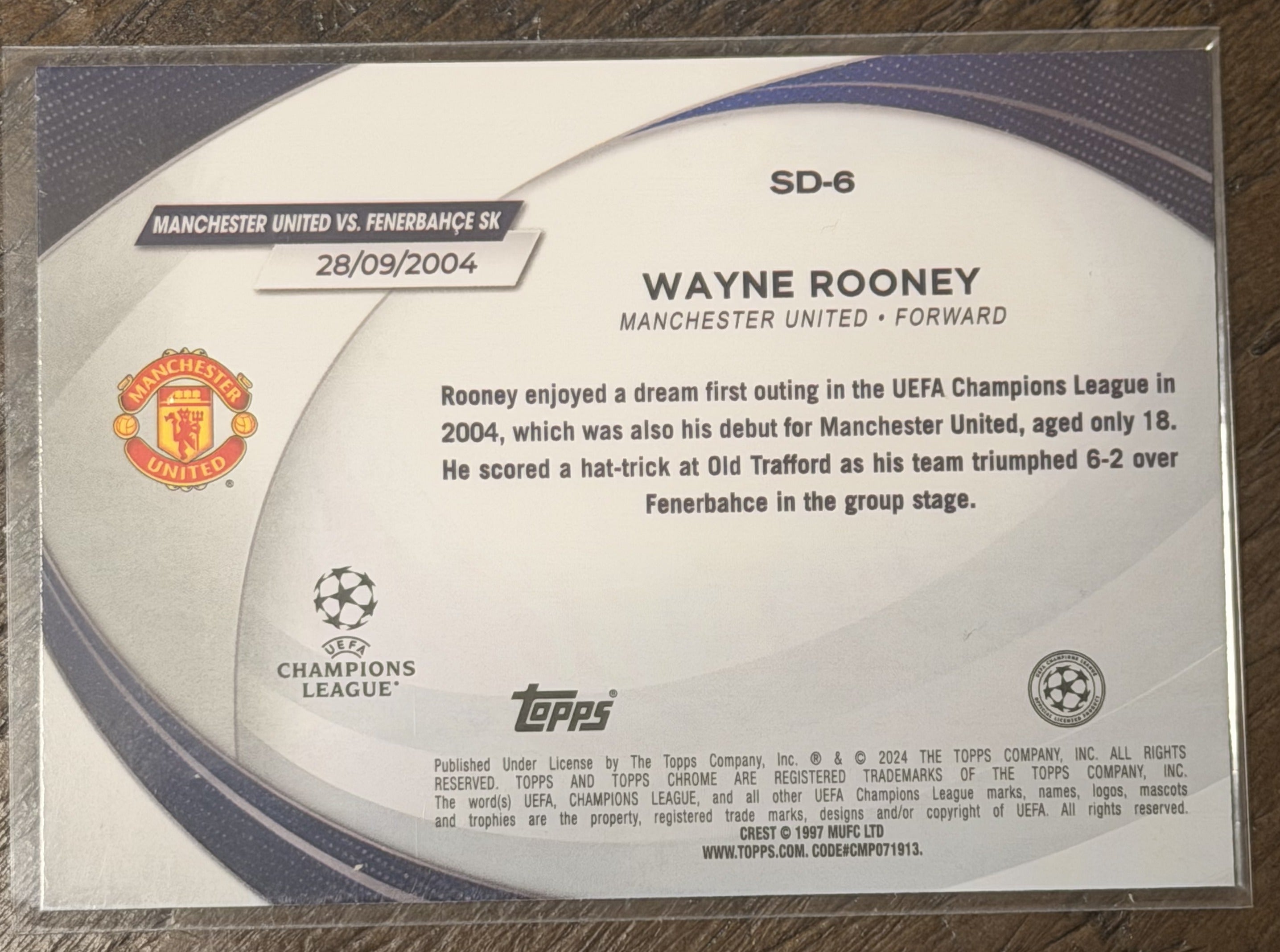 2024-25 Topps Chrome UEFA Starball Debut Wayne Rooney #SD-6 — Manchester United