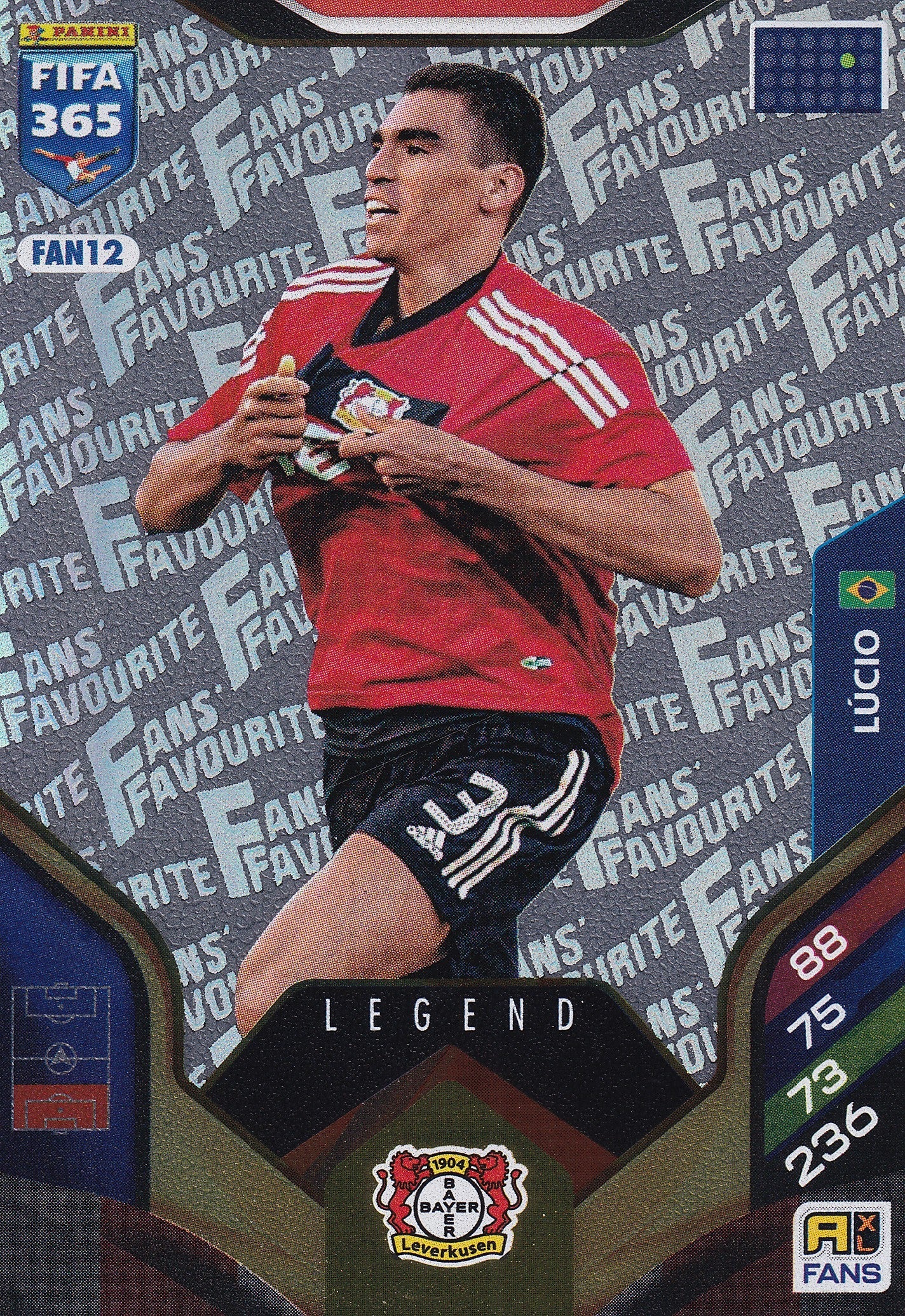 Lucio Fan Favourite Legend Bayer Leverkusen FAN12 - Panini Fifa 365 Adrenalyn XL 2026.