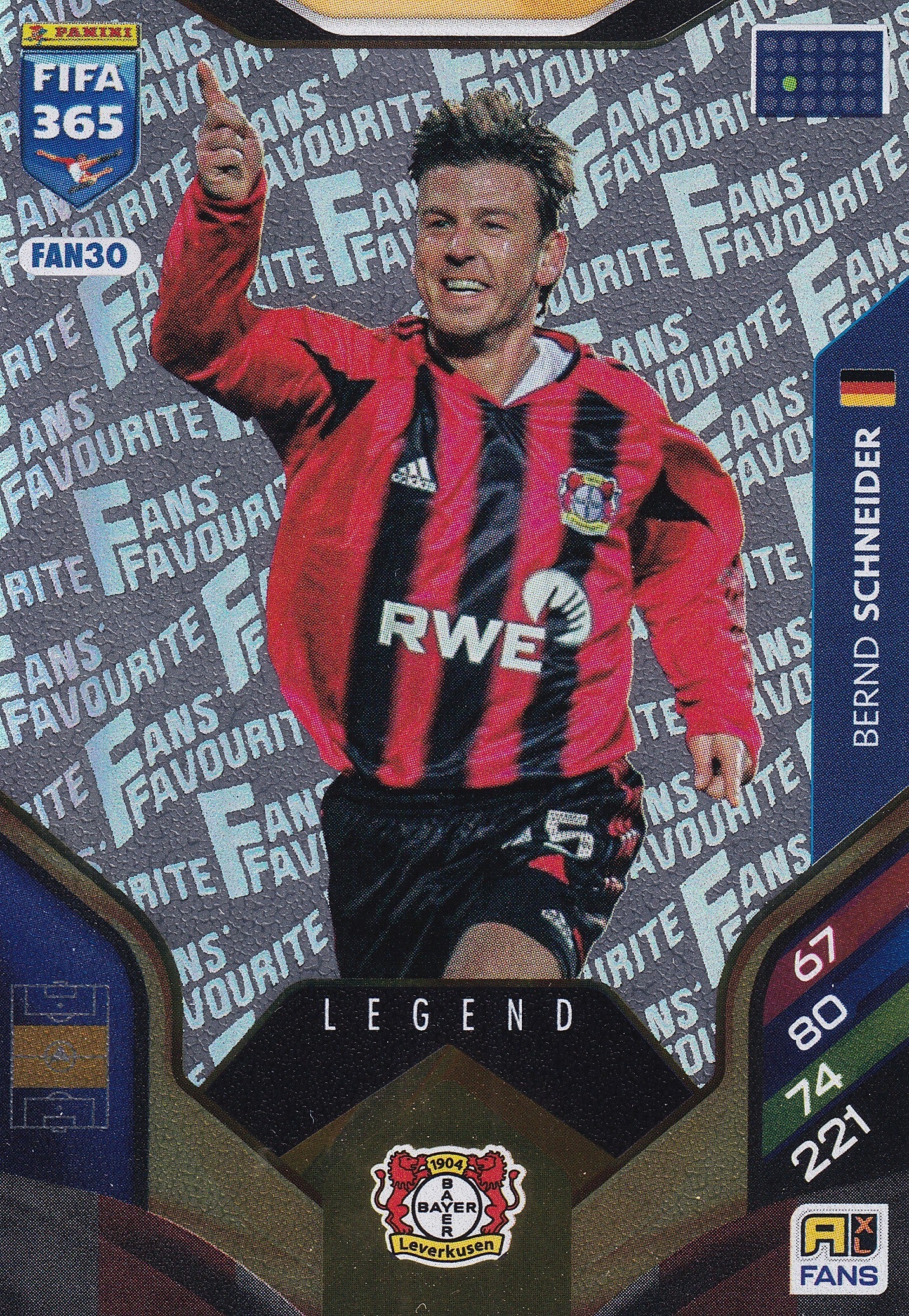 Bernd Schneider Fan Favourite Legend Bayer Leverkusen FAN30 - Panini Fifa 365 Adrenalyn XL 2026.