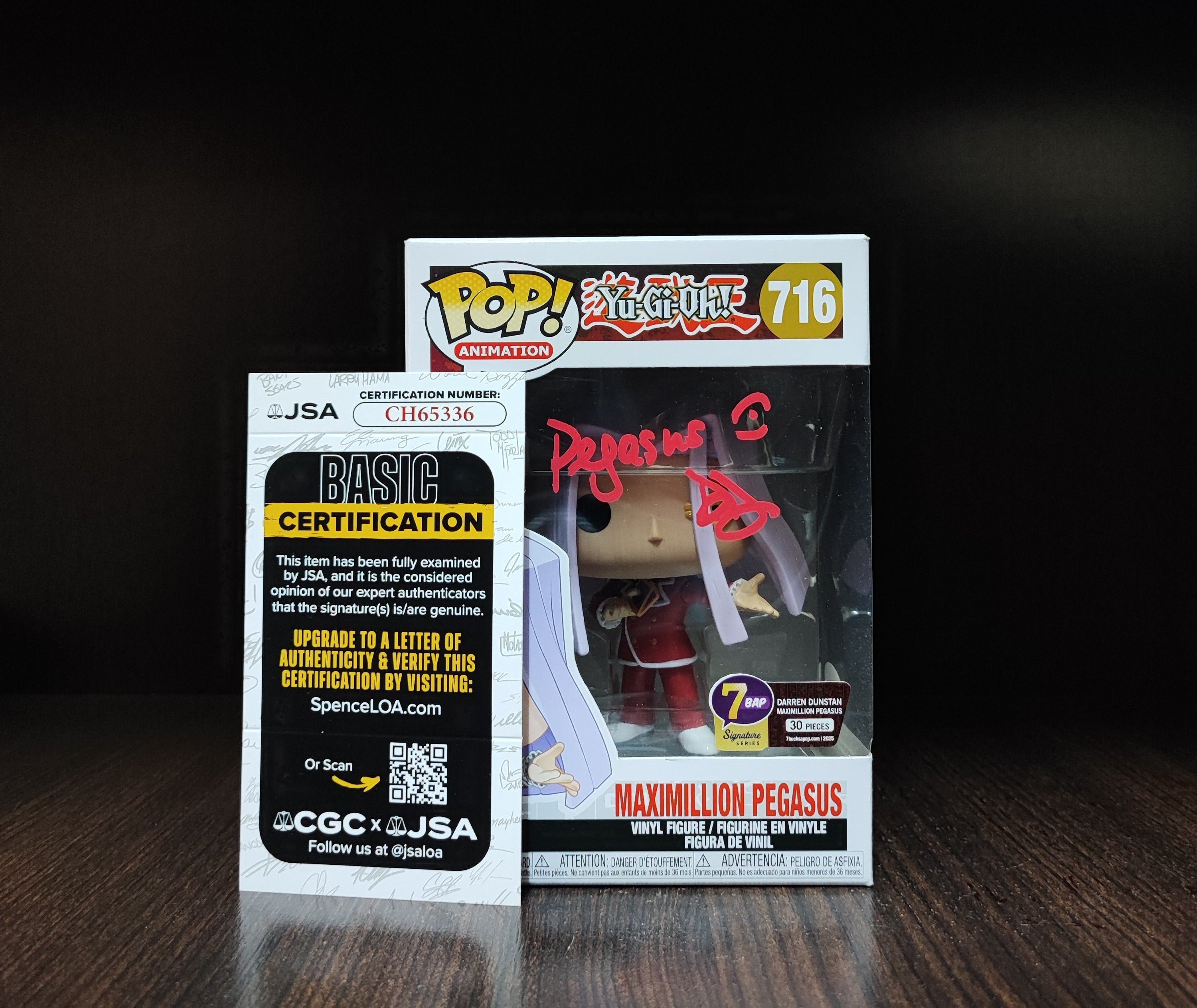 Funko Pop! Animation: Yu-Gi-Oh! - Maxmillion Pegasus #716, Signed by Darren Dunstan JSA Authenticated