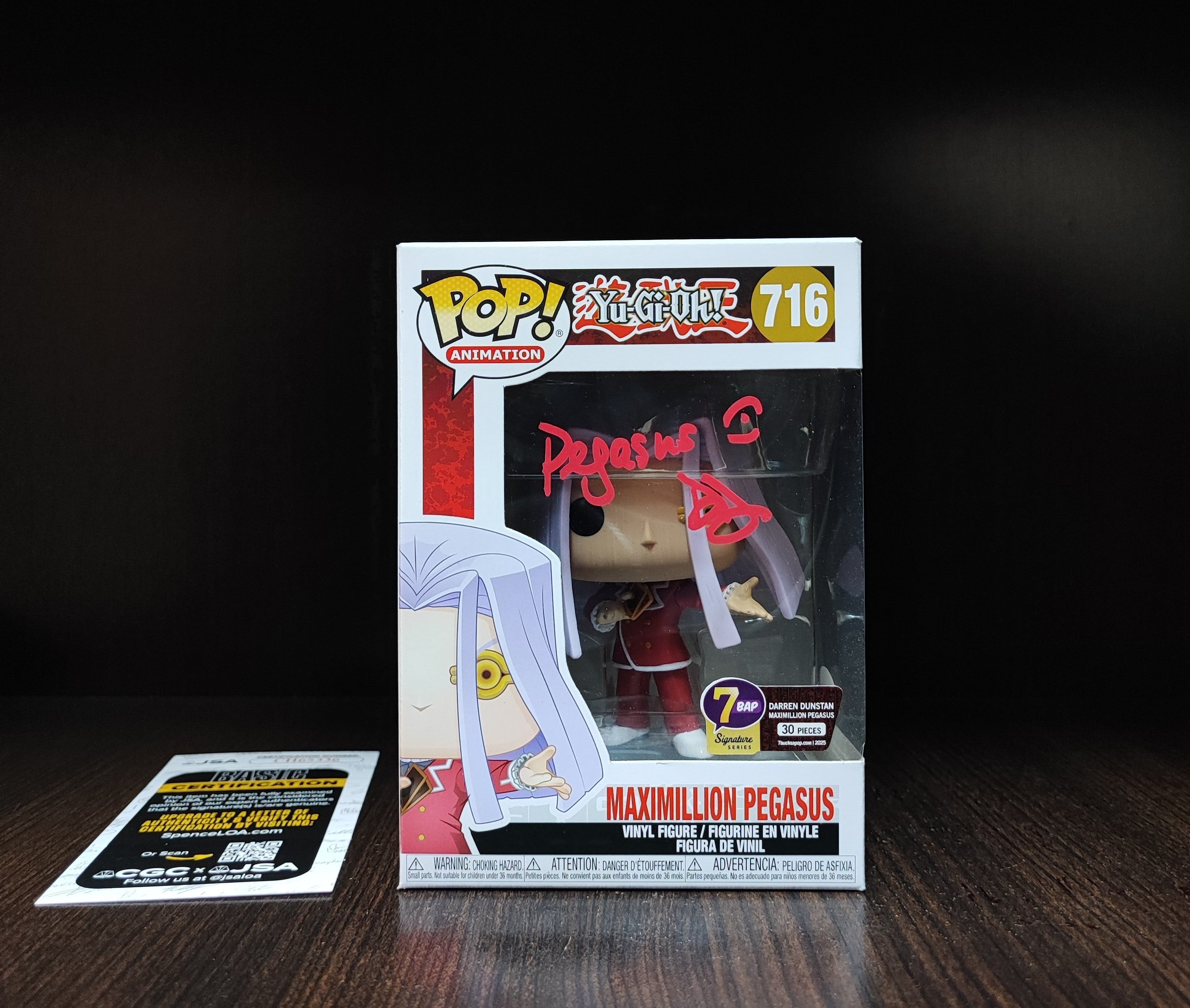 Funko Pop! Animation: Yu-Gi-Oh! - Maxmillion Pegasus #716, Signed by Darren Dunstan JSA Authenticated