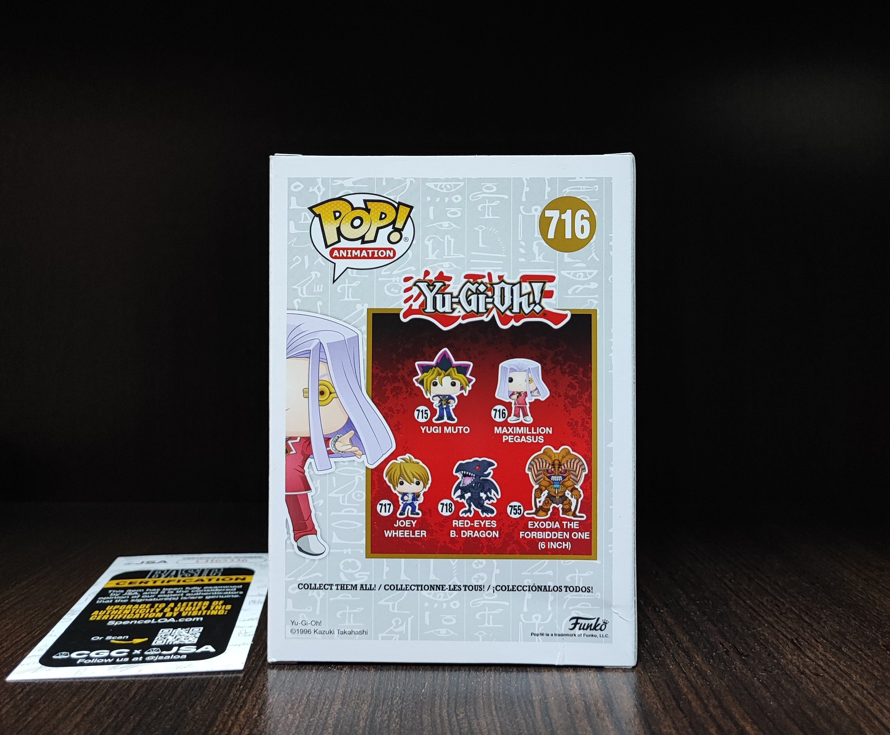 Funko Pop! Animation: Yu-Gi-Oh! - Maxmillion Pegasus #716, Signed by Darren Dunstan JSA Authenticated
