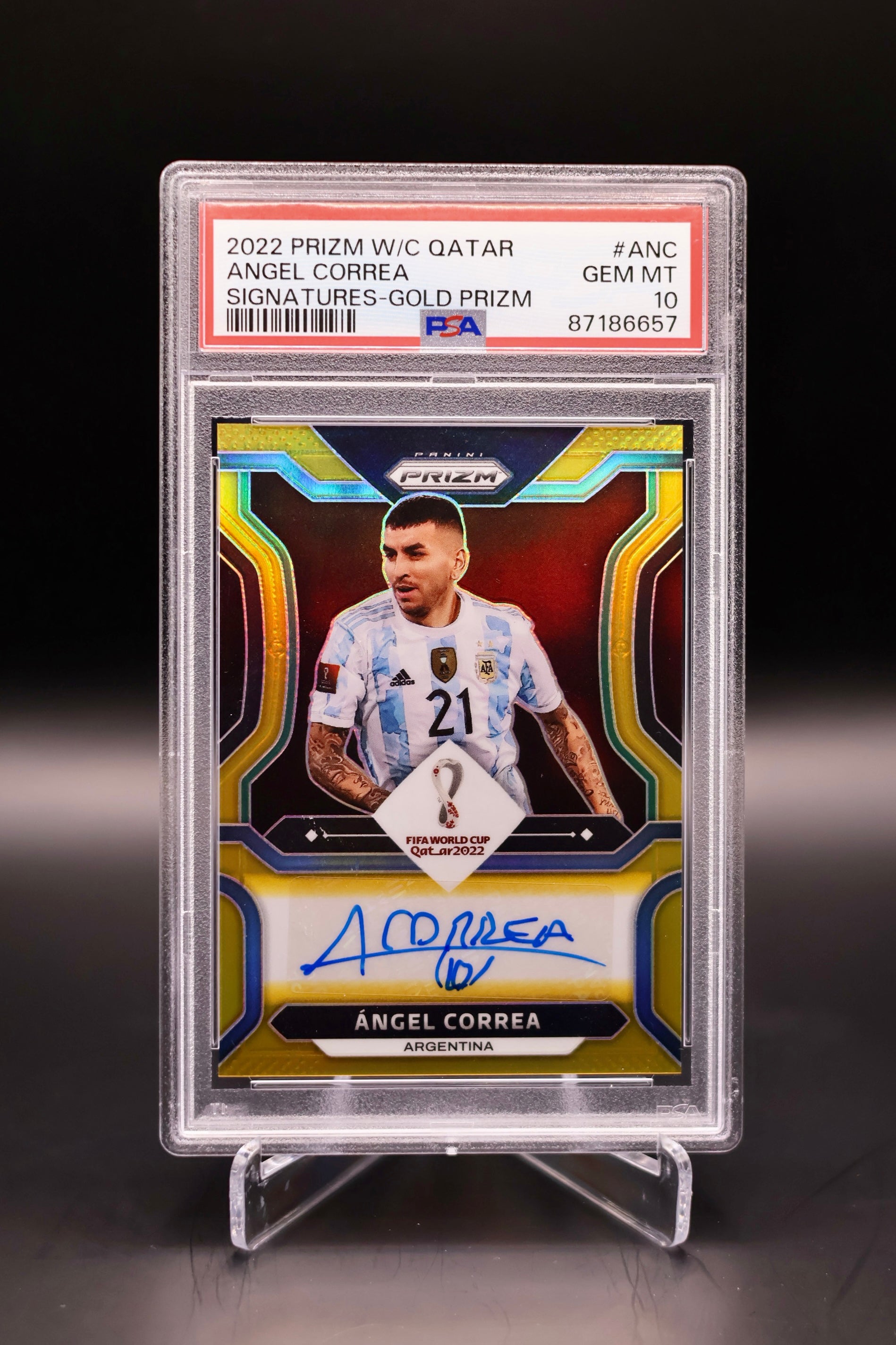 PSA 10 2022 Prizm WC Qatar Angel Correa Auto
