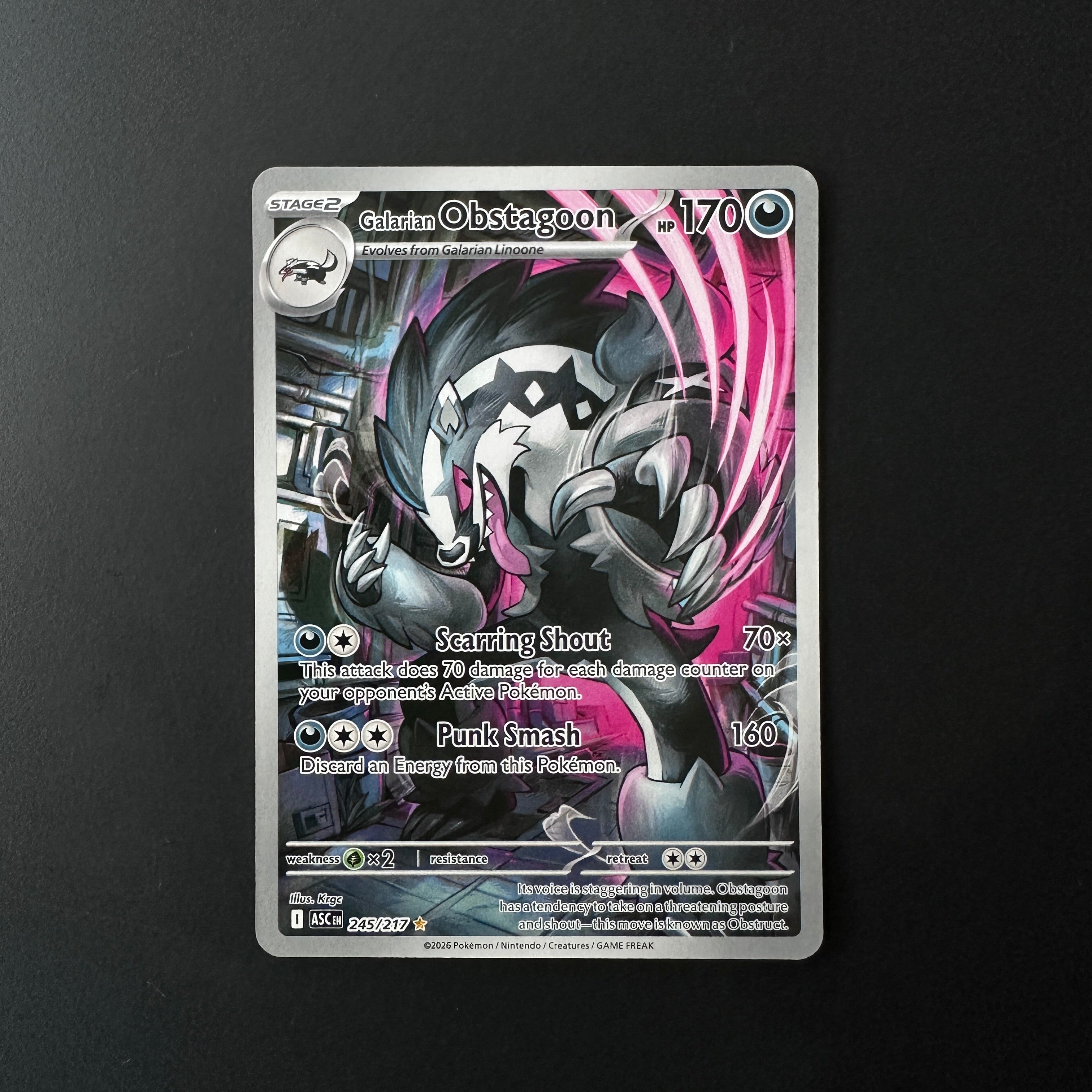 Galarian Obstagoon Ascended Heroes Illustration Rare 245/217