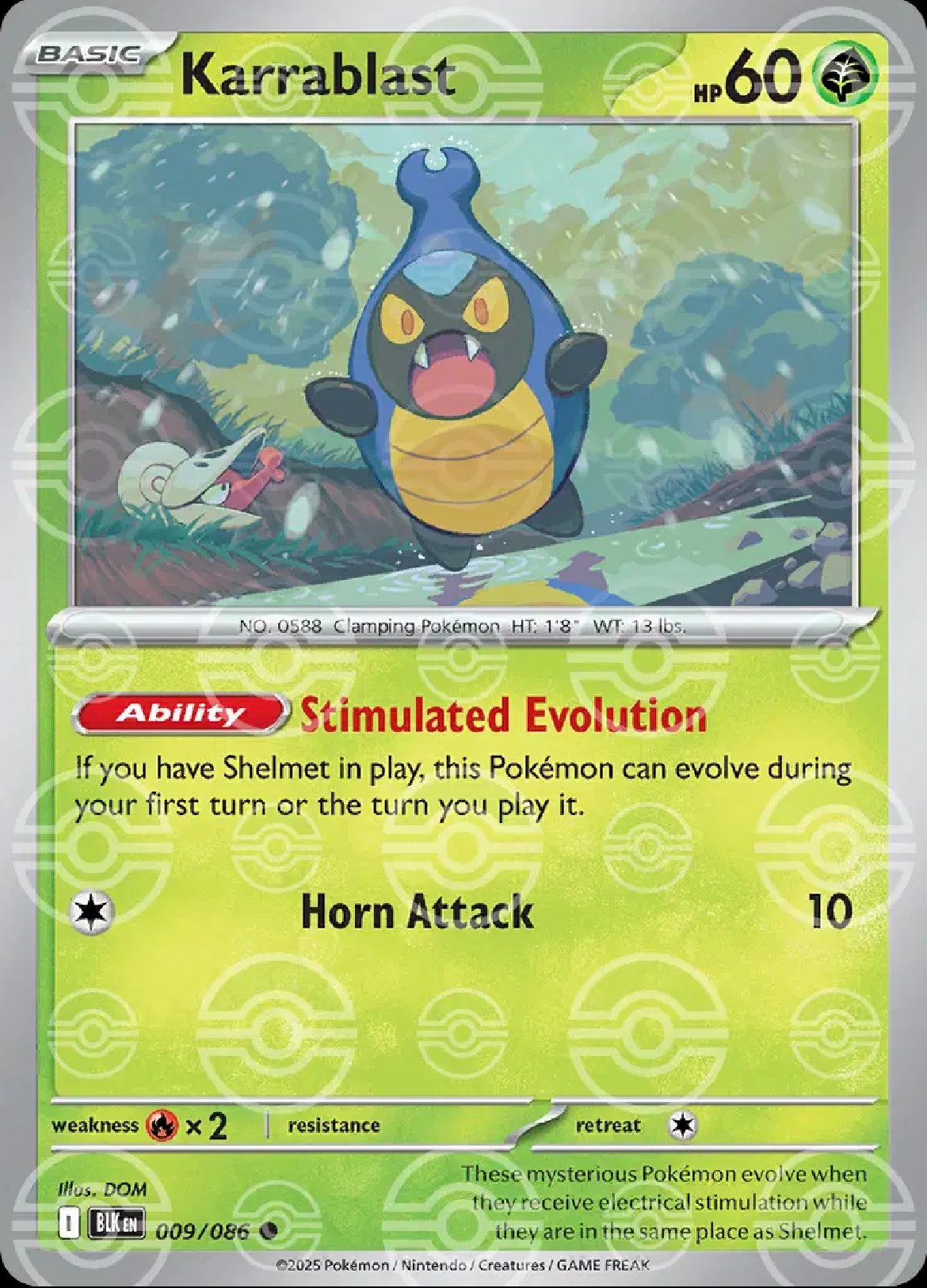 Pokemon Black Bolt: Karrablast Poke Ball Pattern 009/086