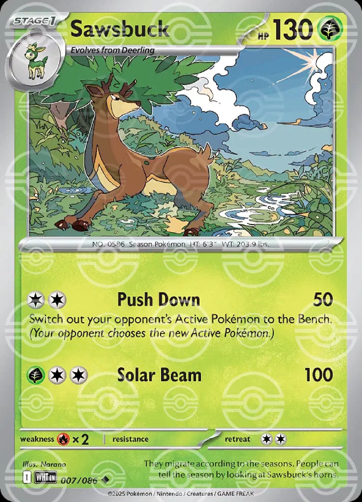 Pokemon White Flare: Sawbuck Poke Ball Pattern 007/086