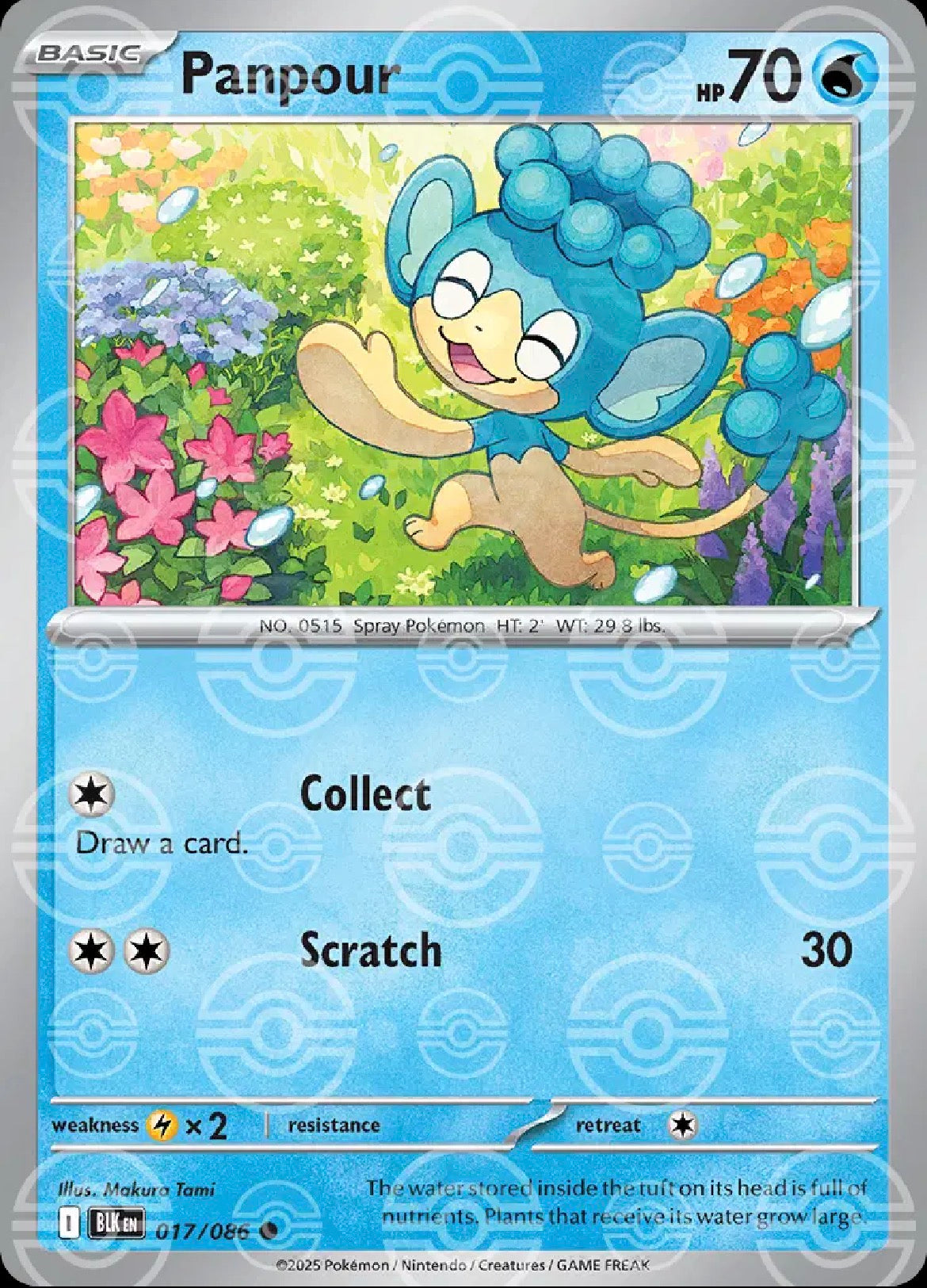 Pokemon Black Bolt: Panpour Poke Ball Pattern 017/086