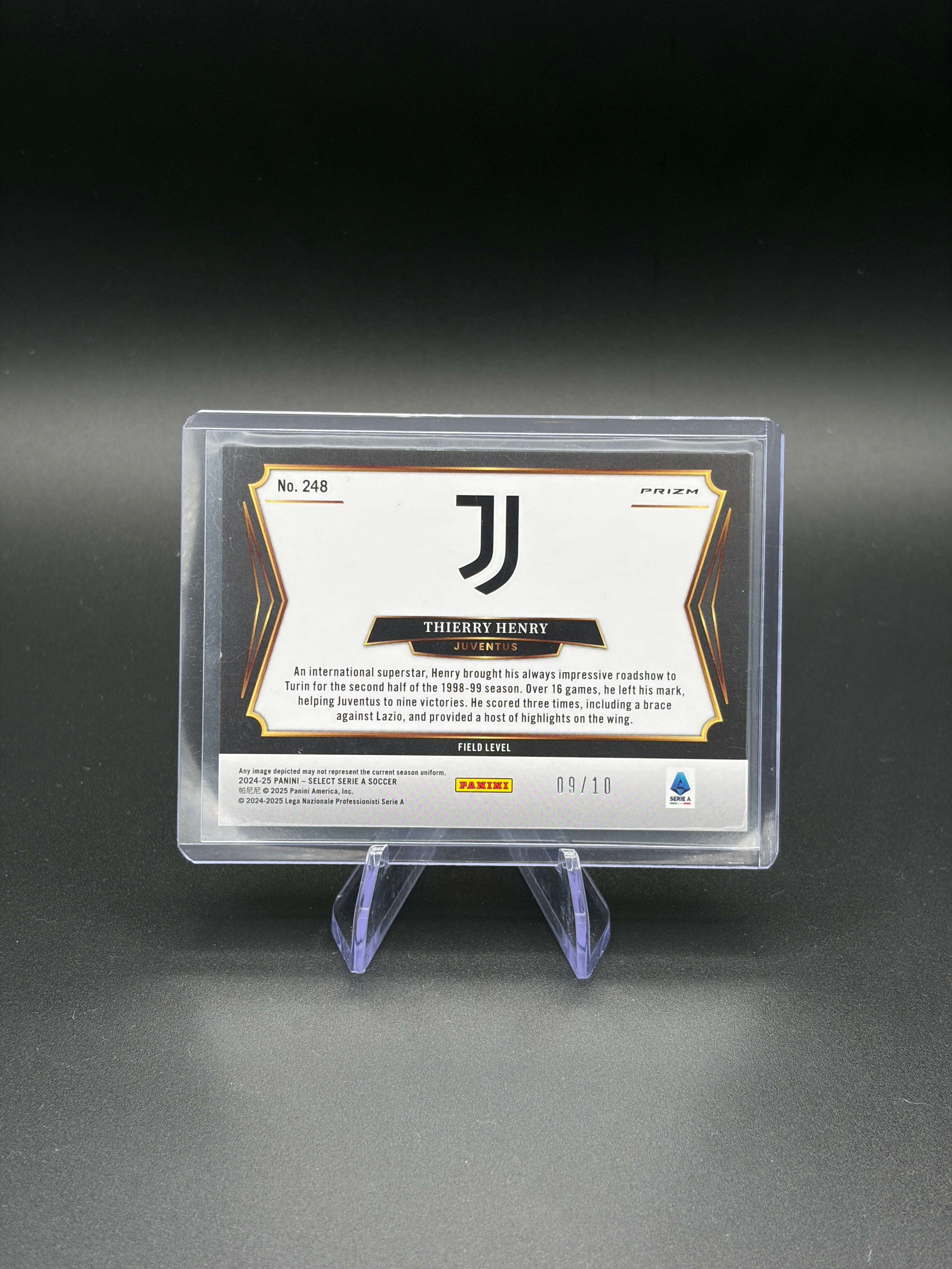 2024-25 Panini Select Serie A Thierry Henry Field Level Gold 09/10 #248 Juventus