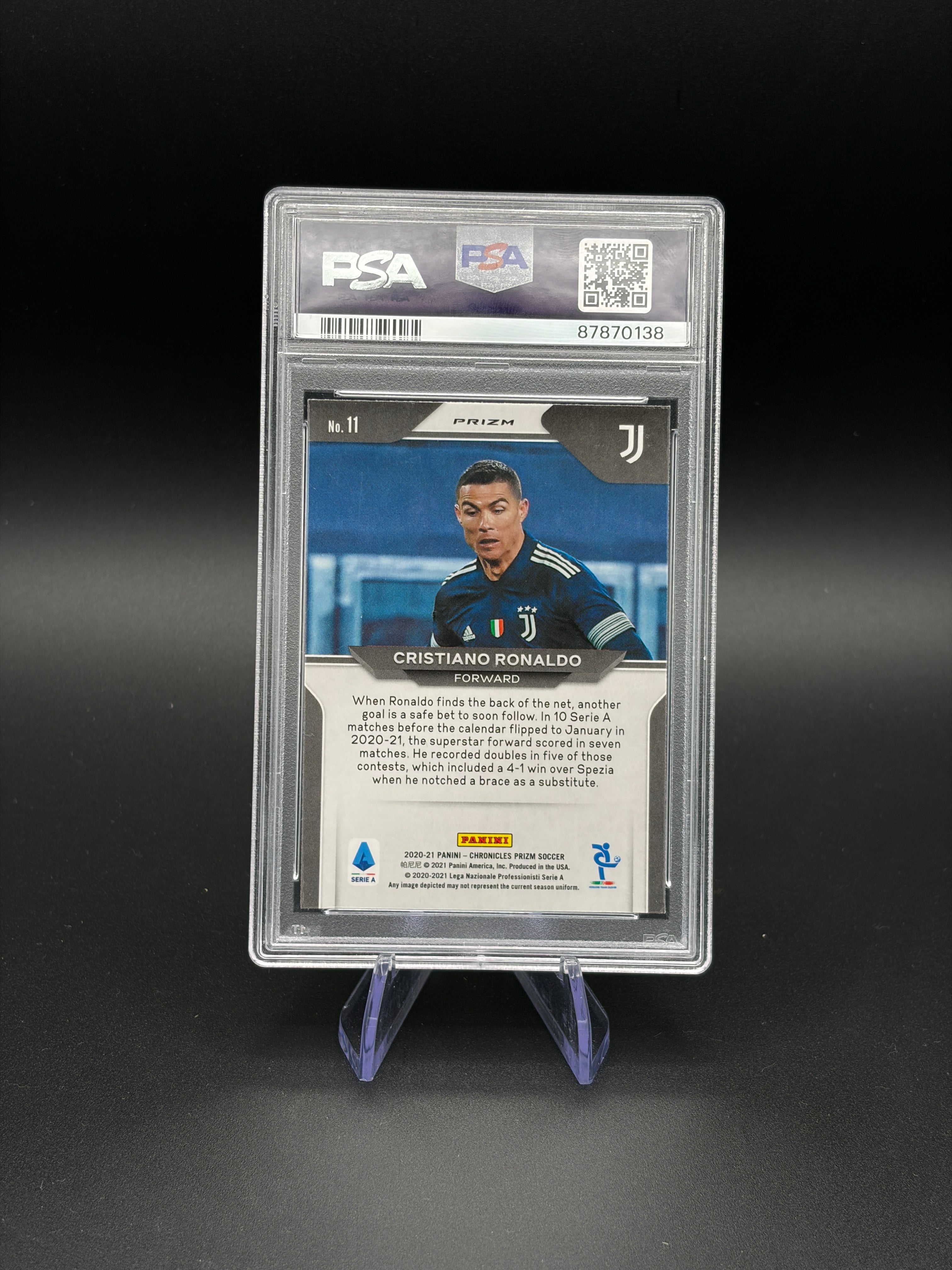 2020-21 Panini Chronicles Prizm Serie A Cristiano Ronaldo Gold Power #11 Juventus PSA 8