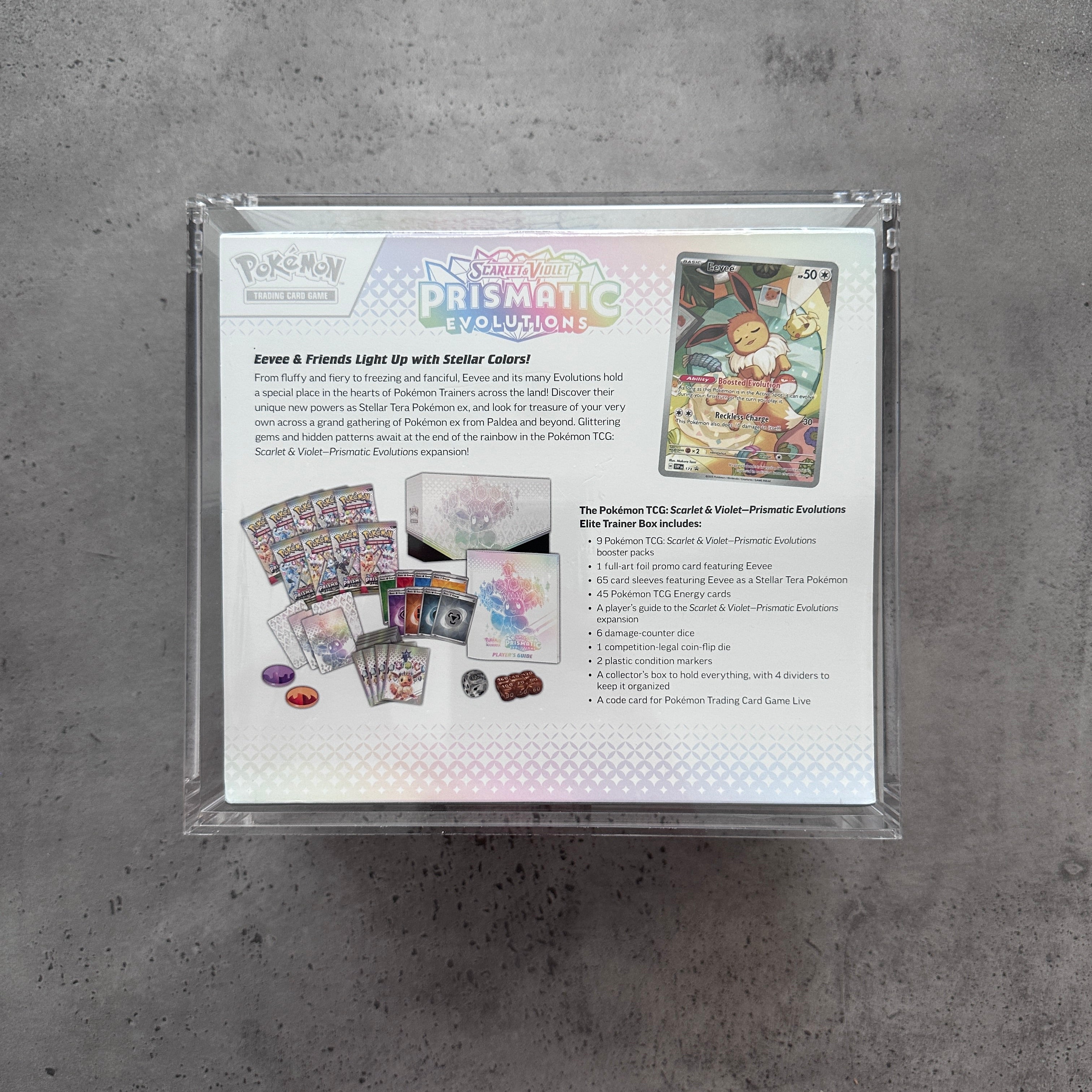 Prismatic Evolution ETB  w/ Premium  Acyrlic  Case Included