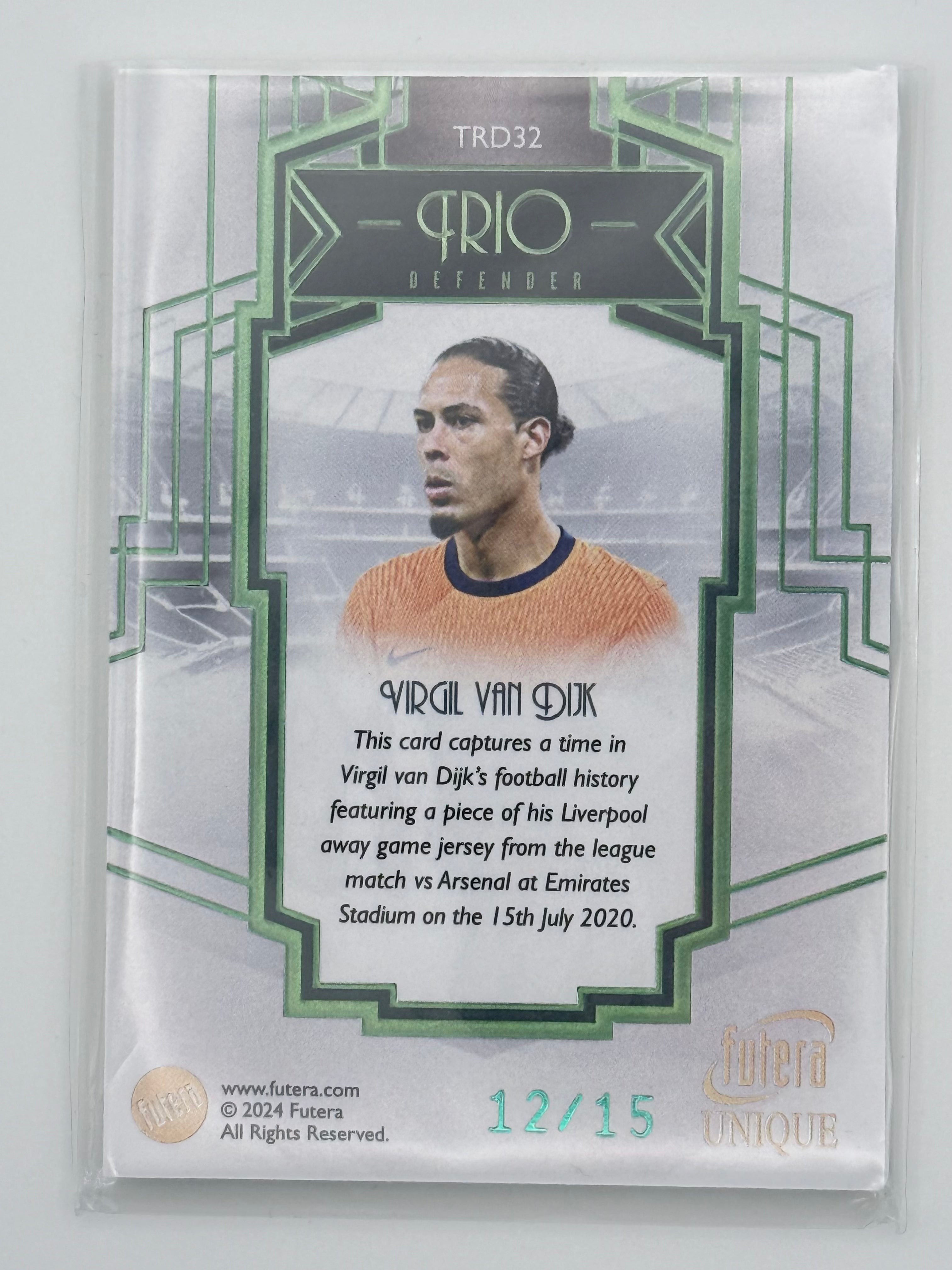 TRIO - VIRGIL VAN DIJK - GAME WORN PATCH - 12/15 - FUTERA UNIQUE WORLD FOOTBALL 2024