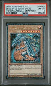 PSA 8 2022 YU-GI-OH! HIDDEN ARSENAL: CHAPTER 1 #EN001 BLUE-EYES WHITE DRGN. 1ST EDITION