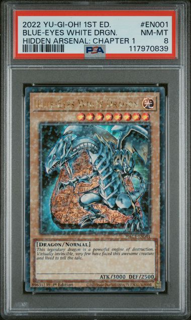 PSA 8 2022 YU-GI-OH! HIDDEN ARSENAL: CHAPTER 1 #EN001 BLUE-EYES WHITE DRGN. 1ST EDITION