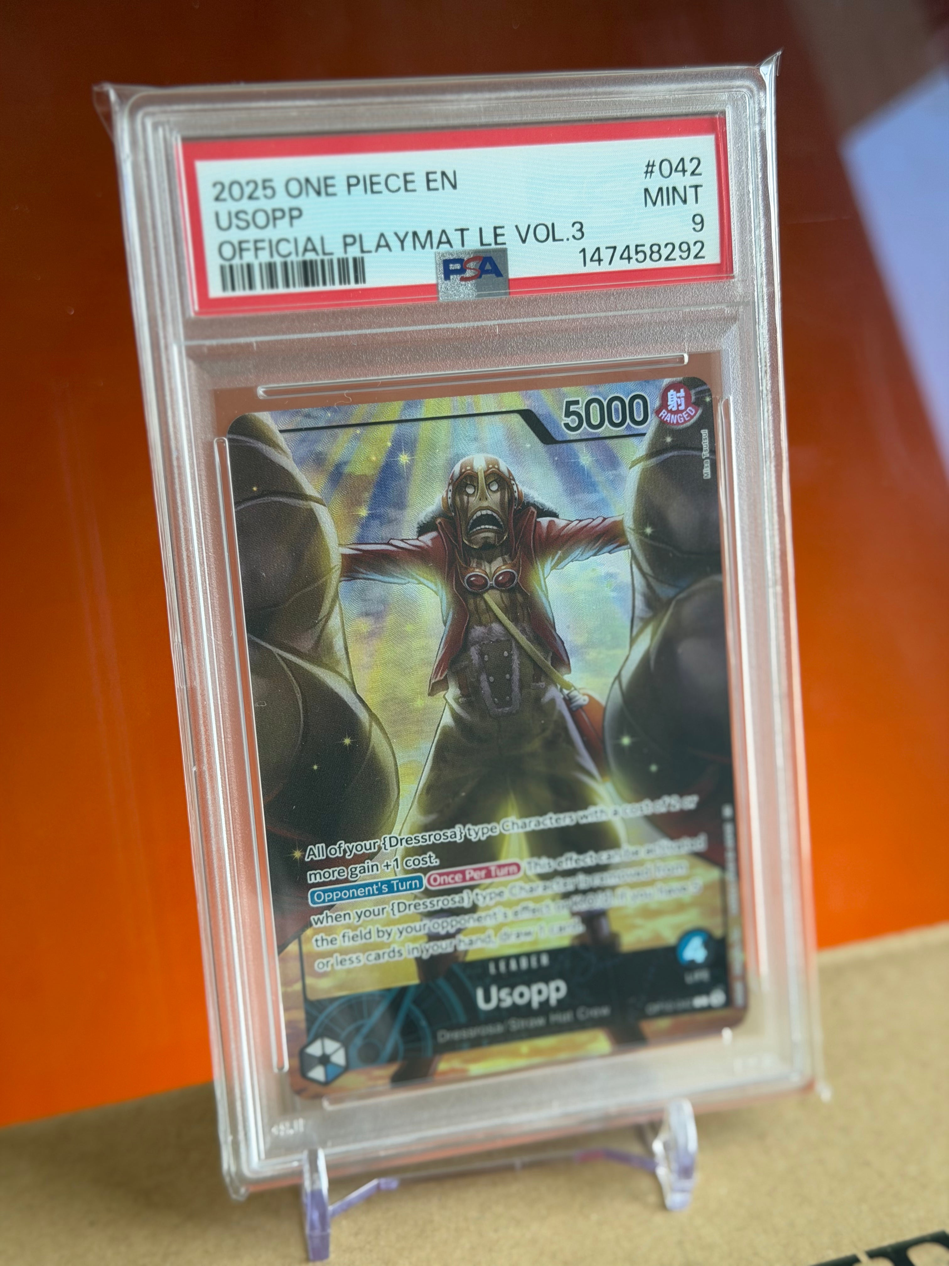 2025 One Piece Promos #042 Usopp Official Playmat Limited Edition #3 - PSA 9