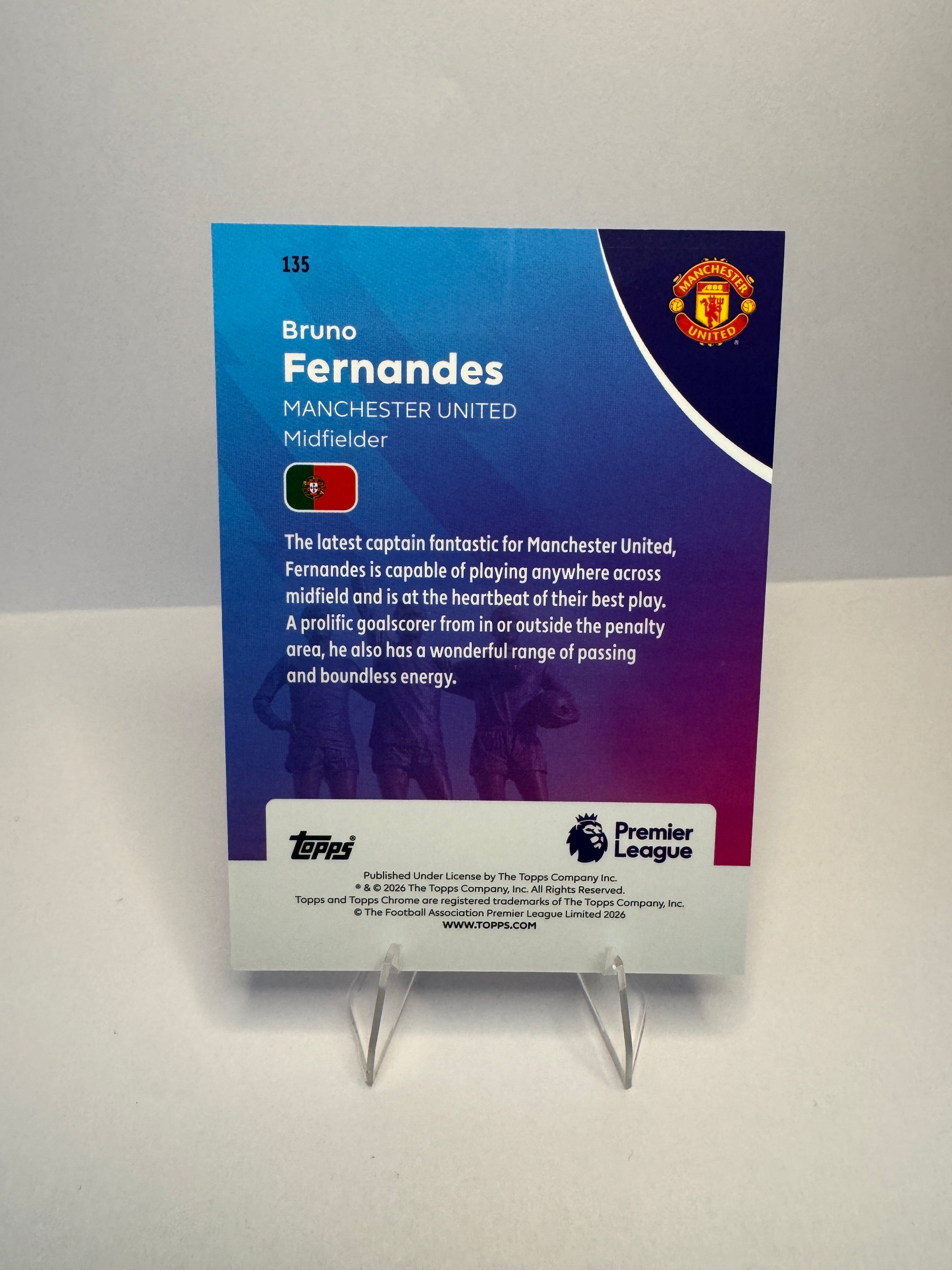 Bruno Fernandes #135 Refractor — 2026 Topps Chrome Premier League — Manchester United