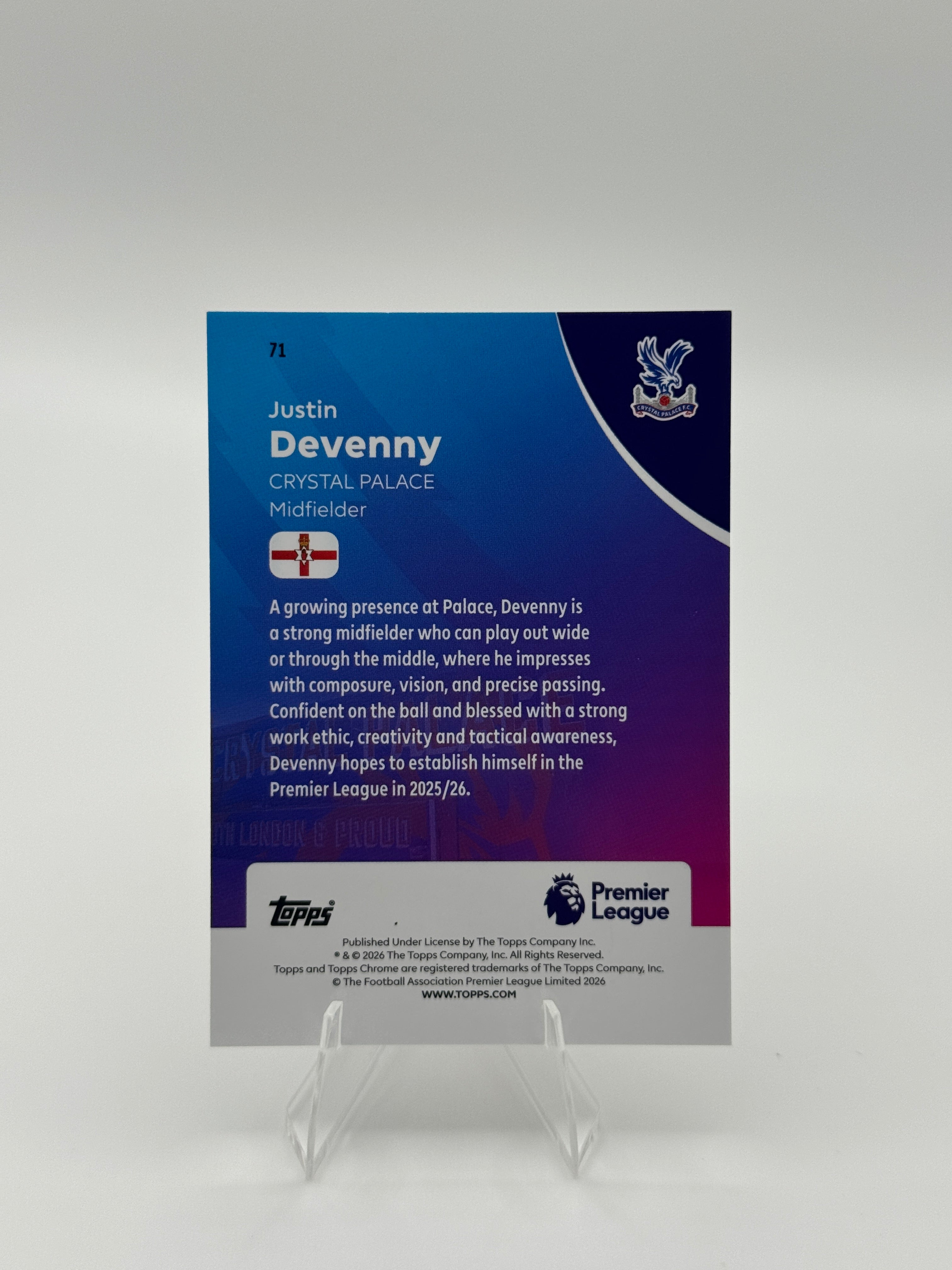 Justin Devenny - Rookie - Pineapple Parallel - Topps Chrome Premier League