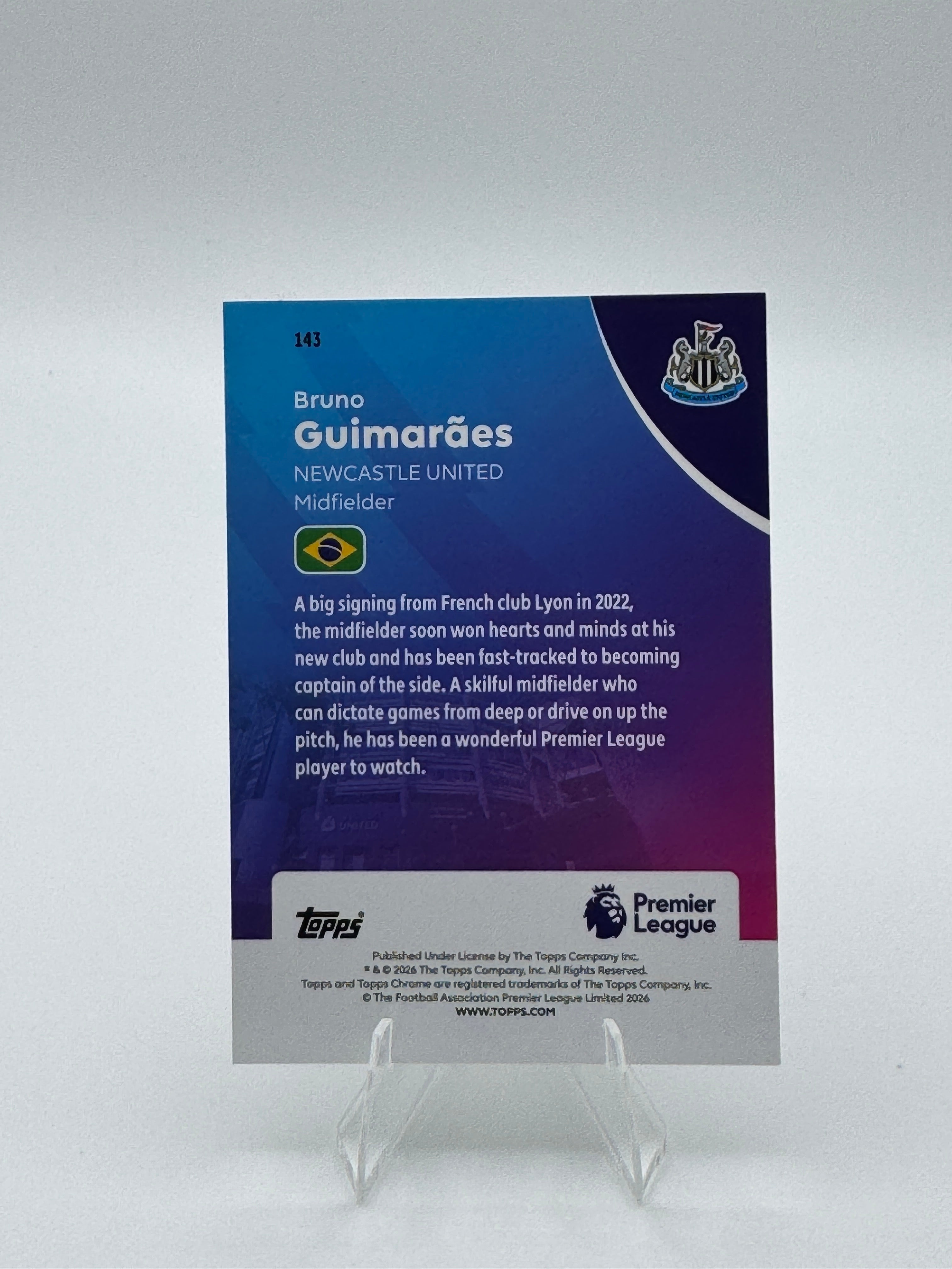 Bruno Guimaraes - Newcastle United - Topps Chrome Premier League