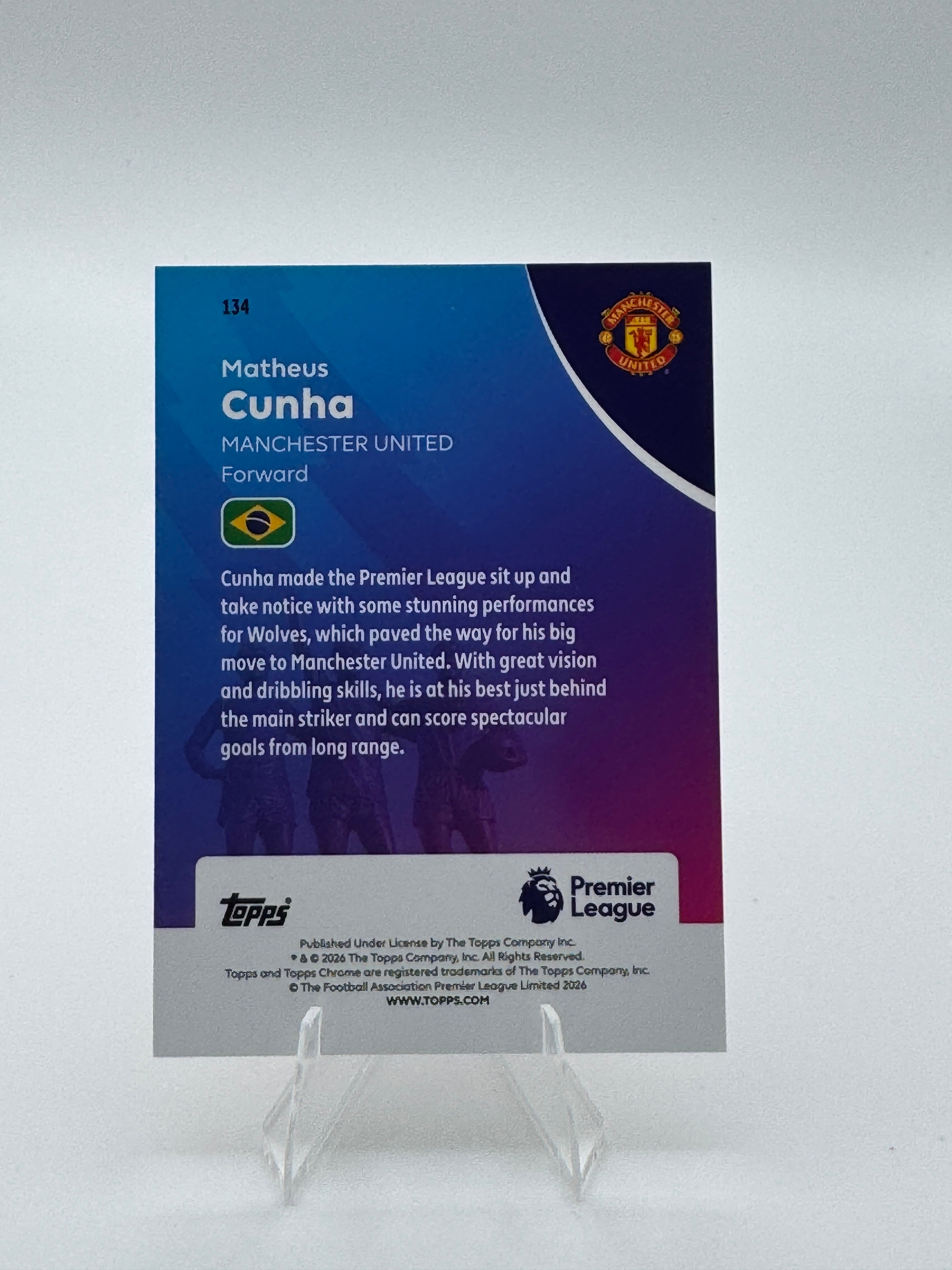 Cunha - Man United - Topps Chrome Premier League